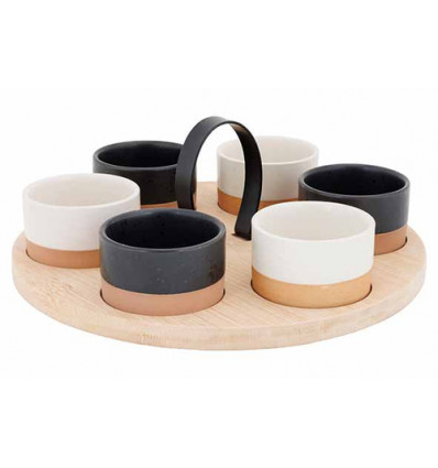 APEROSET: 6 BOWLS + SERVEERPLANK BAMBOE