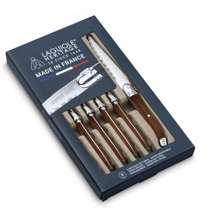 6 STEAKMESSEN DONKER HOUT LAGUIOLE PROD TARRERIAS-BONJEAN HERITAGE