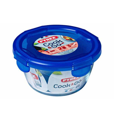 PYREX POTJE MET DEKSEL 0.7L ROND 15x15xH8cm COOK&GO BOROSILICAATGLAS