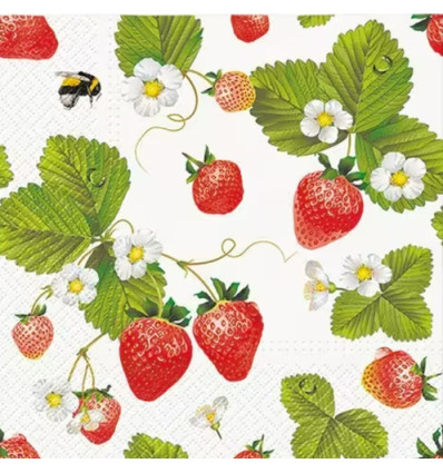 20 SERVETTEN 33x33cm STRAWBERRIES PAW