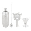 COCKTAILSET:BARLEPEL MAAT ZEEF EN SHAKER 4DELIGE SET