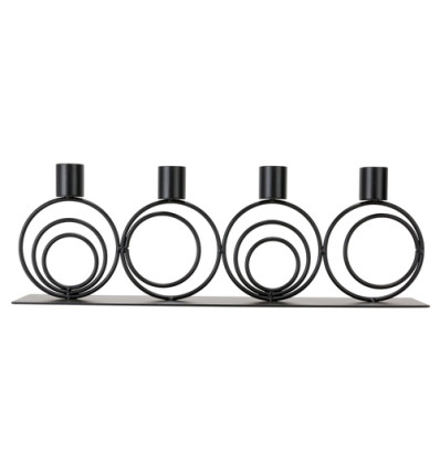 KANDELAAR 4 KAARSEN RONDO ZWART LANGWERP L36xD6xH12.3cm