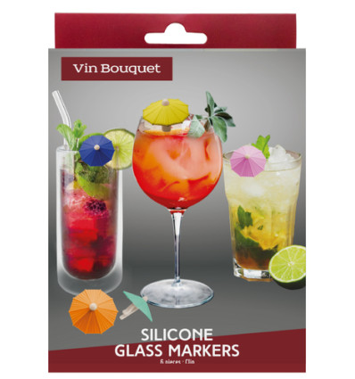 SET 6 GLASMARKEERDERS PARASOLS