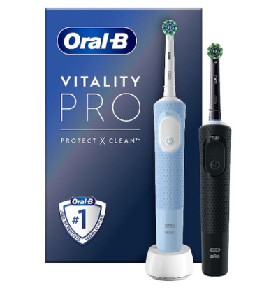 2 TANDENBORSTELS VITALITY ZWART/BLAUW DUO ORALB BRAUN