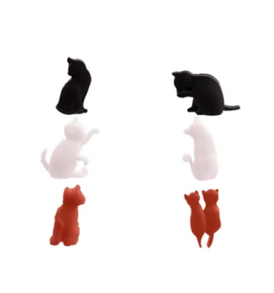 SET 6 GLASMARKEERDERS KAT SILICONE DOTZ