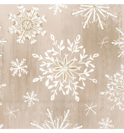 20 SERVETTEN 25x25 SNOWFLAKES CREAM IHR