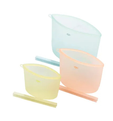 3 HERBRUIKBARE VERSHOUDZAKJES SILICONE LEMON MELON TEAL DOTZ