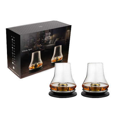 SET 2 WHISKY DEGUSTATIEGLAZEN MET SOKKEL IN CARBON PEUGEOT SPIRIT