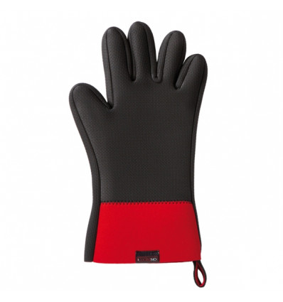 OVENWANT NEOPREEN MET VINGERS ZWART/ROOD