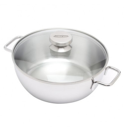 SUDDERPAN 28CM 4.8L CONISCH+PYREX DEKSELAPOLLO SUDDERPOT MET 2 HANDGREPEN