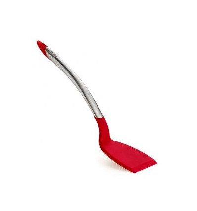 SPATEL 32CM SILICONE ROOD/INOX