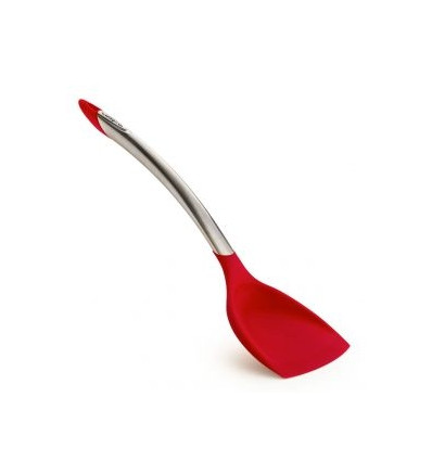 WOK SPATEL 32CM SILICONE ROOD/INOX